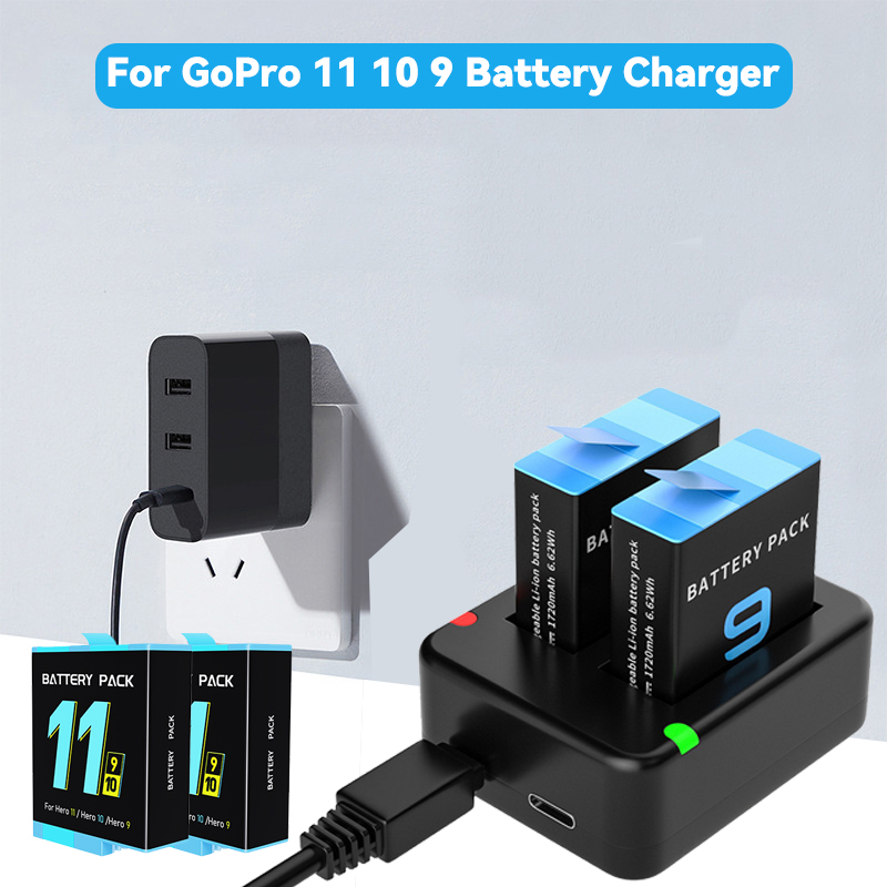 Gopro Action Camera Hero 11 Black - Caricabatteria doppio con slot a doppia