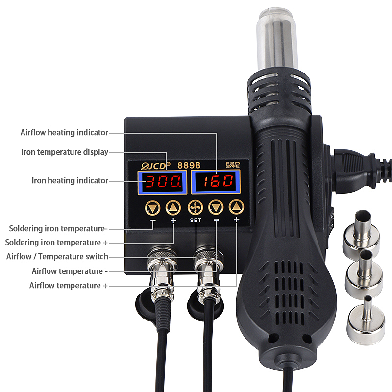 2 in 1 750W Pistola ad aria ca - Hot Air Station 858 recensione e prezzo
